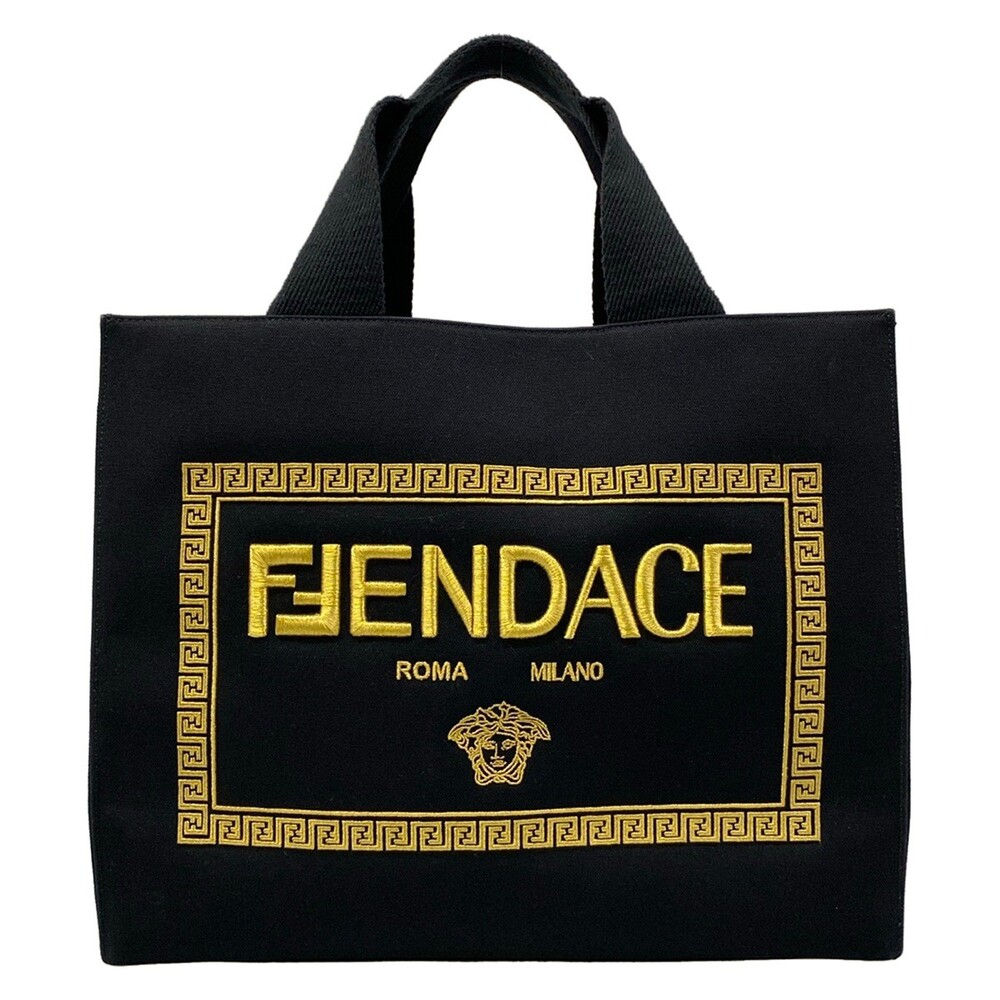 Fendace Black Gold Canvas Tote Bag #367209F11B